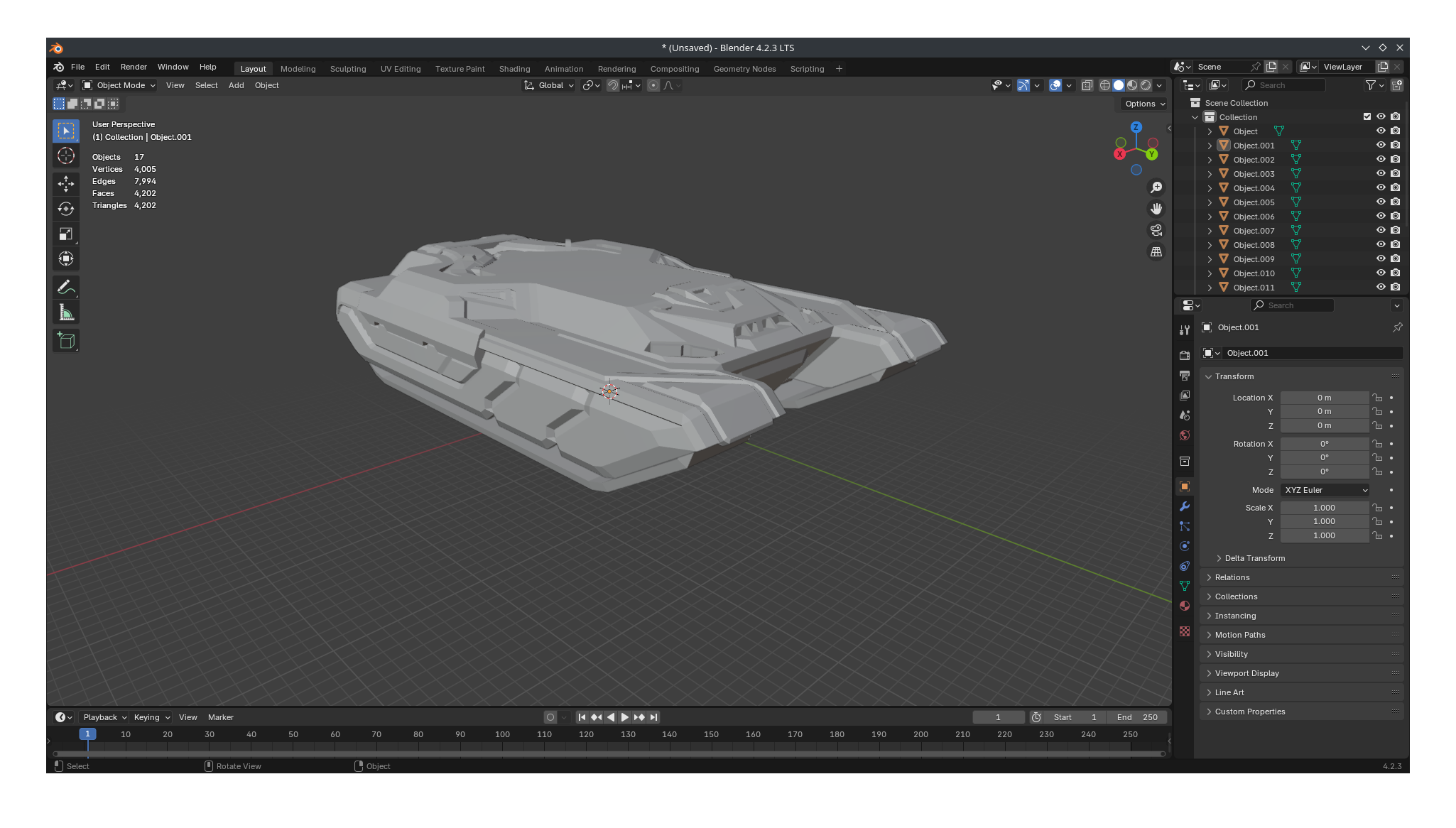 Complex multi object model showcase